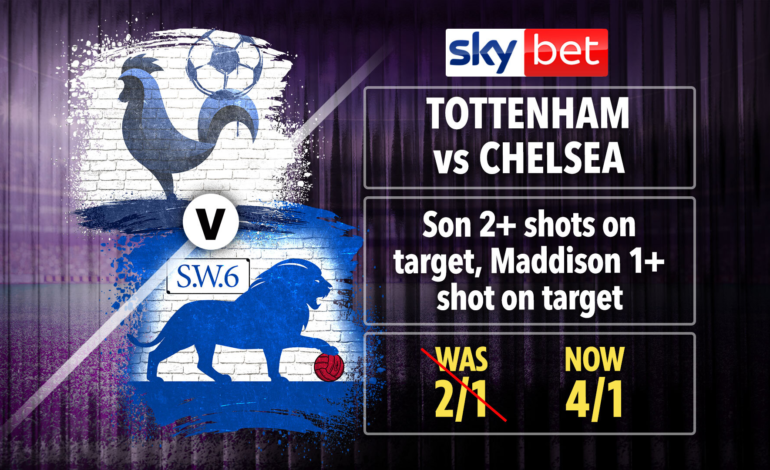 Tottenham v Chelsea odds boost: Get 4/1 on Son to have 2+ shots on target and Maddison to have 1+ shot on target with Sky Bet