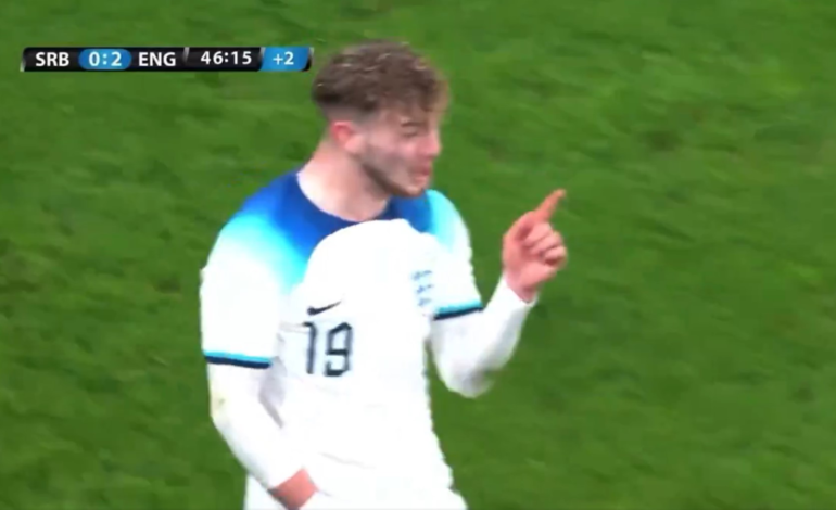 Harvey Elliott mocks 6ft 4in rival after squaring up to him during England U21s clash and exacts revenge