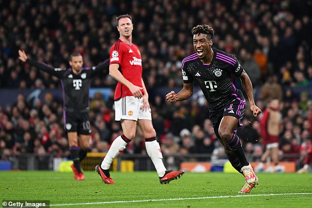 Man United 0-1 Bayern Munich: Red Devils OUT of the Champions League as Harry Kane sets up Kingsley Coman to ensure Erik ten Hag's side finish BOTTOM of their group and miss out on Europa League too